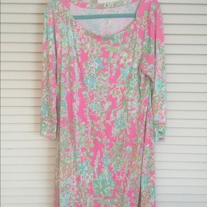 Lilly Pulitzer pink, green + blue dress in XL